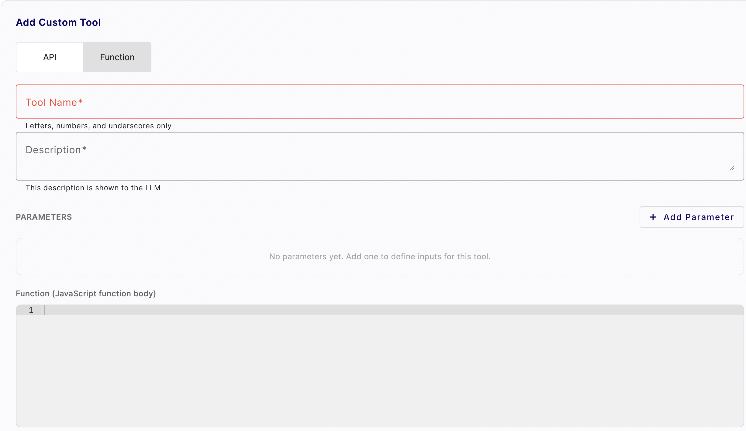 Custom Tool - Function Type