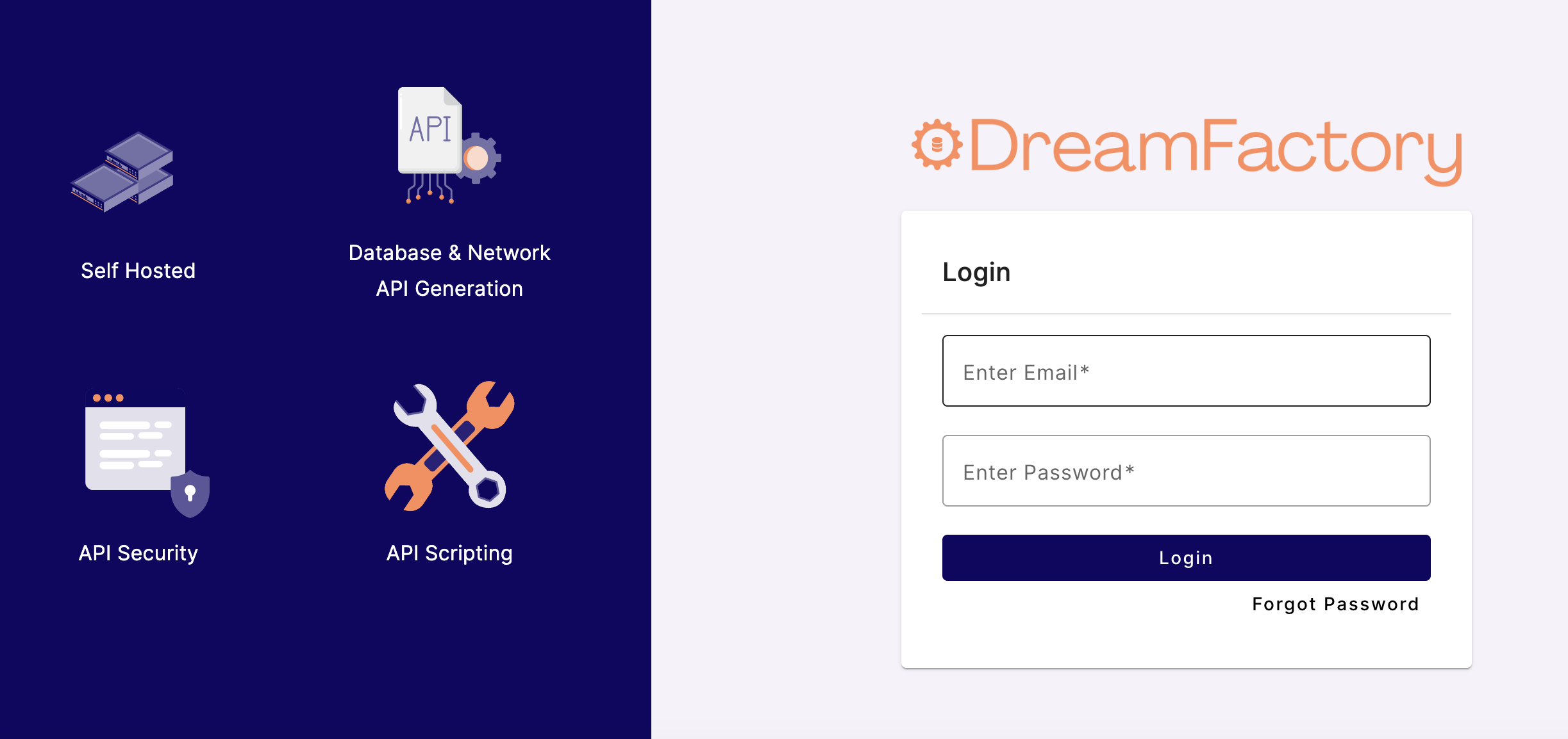 DreamFactory login page