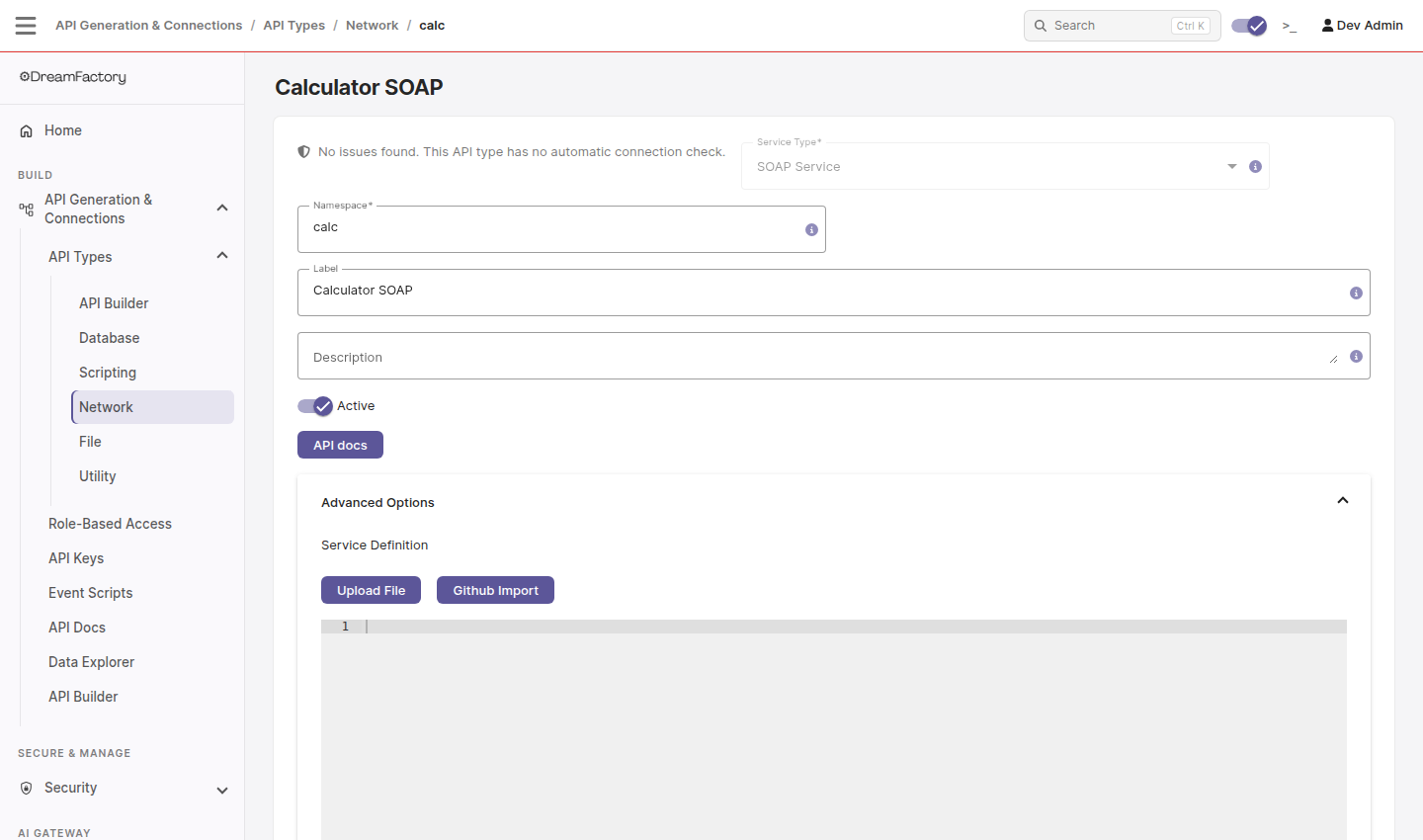 SOAP service form